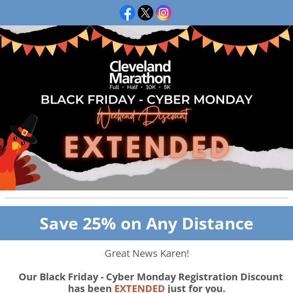 Sale Extended! Register for the Cleveland Marathon at 25% Off 🏅  ﻿   ﻿ 