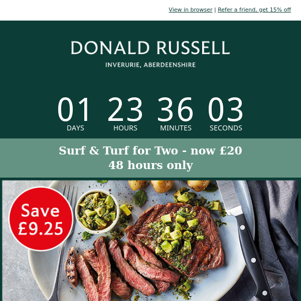FLASH: £20 Surf & Turf for 2 🎣🥩