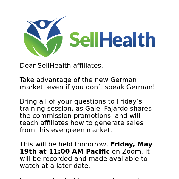 [SellHealth] 🚨 Live Training Tomorrow