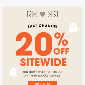 20% OFF Halloween Sitewide Sale Is Ending Soon!