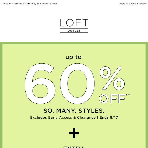 Shop today for up to 60% OFF + EXTRA 30% OFF clearance!