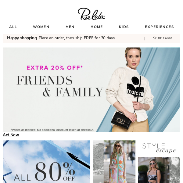Friends & Fam: Extra 20% Off • Style for Palm Beach to Tulum