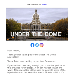 Welcome to the Under The Dome newsletter