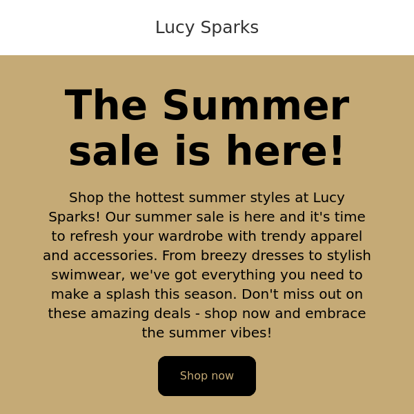 HeyLucy Sparks, Don't Miss Out On Our Sizzling Summer Sale