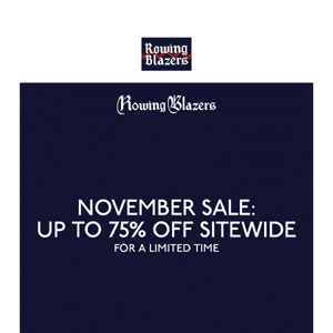 NOVEMBER SALE: 25%, 50% and 75% Off