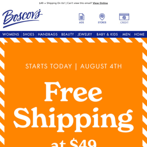 Free Shipping at $49 Starts Today!