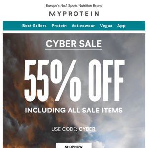 Cyber SALE | 55% off, including all sale items