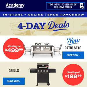 In-store + online DEALS end tomorrow!