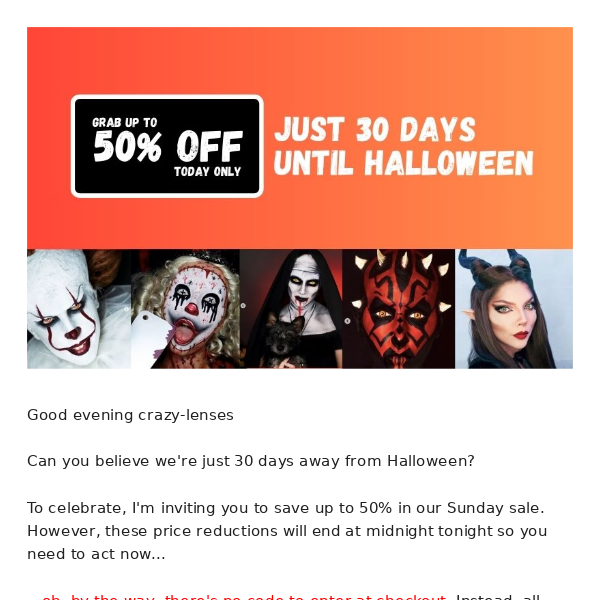 RE: Here's your 50% Off (Ends today) 🎃