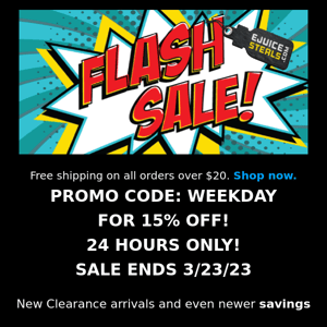 20% OFF THIS WEEKEND WITH FREE US SHIPPING OVER $20!