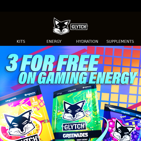 Refuel with 3 FREE GLYTCH Flavors! 💥