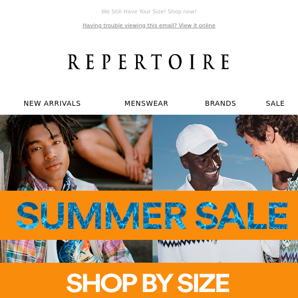 Find Your Size In Our Summer Sale