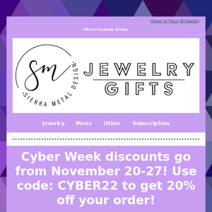 Cyber Week Discount! 20% off! ✨🎉