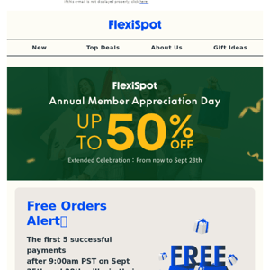 FlexiSpot Extended Celebration: Don't miss the amazing 50% off and free orders!