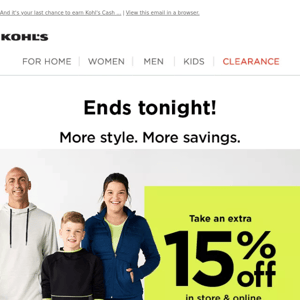 Take 15% off + earn Kohl's Cash  who's ready to shop? 🛍️ - Kohls