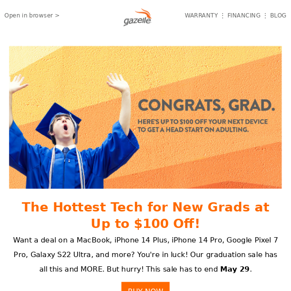 Throw 'em up! 🎓🎉🎓 Up to $100 off grad gifts!