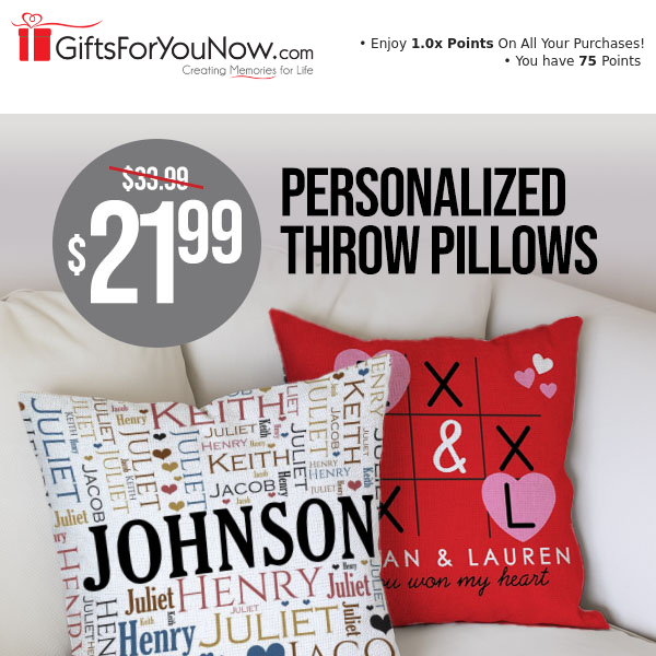 $21.99 Personalized Throw Pillows