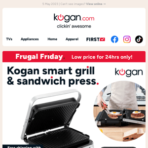 FF: Kogan Smart Grill & Sandwich Press $79 (Rising to $149 at midnight!)