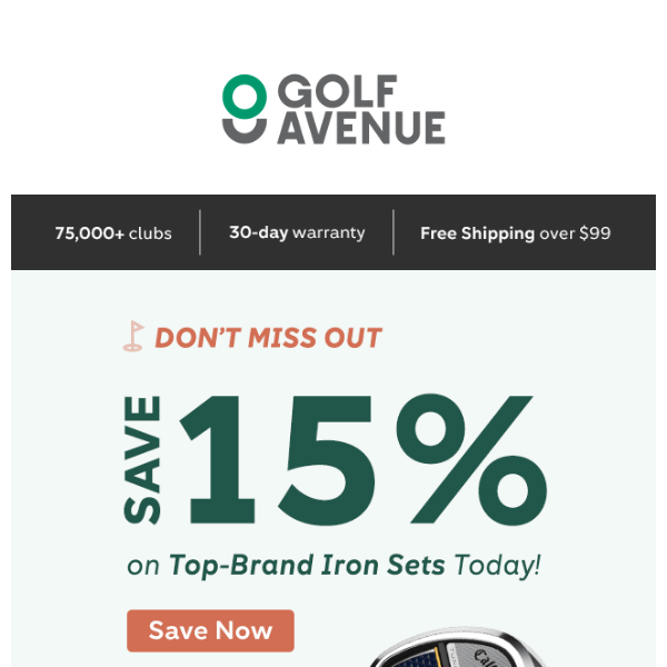 Are you ready? 15% off iron sets for a few days only starts now!