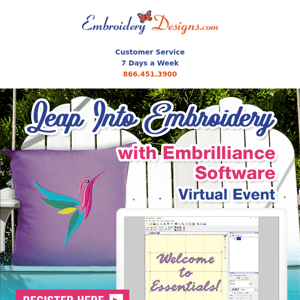 Leap Into Embroidery With Embrilliance Software Virtual Event June 8th!
