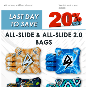 LAST DAY TO SAVE! 20% OFF All-Slides & All-Slide 2.0s
