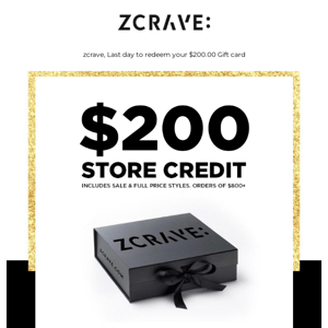 ZCRAVE, Your credit notice arrived