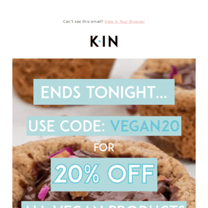 Ends tonight, 20% off vegan ⏰