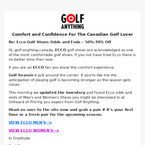 Ecco Golf Shoes - ODDS & ENDS