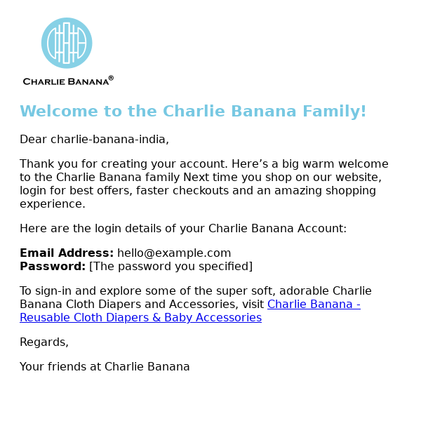 Thanks for Registering at Charlie Banana - Reusable Cloth Diapers & Baby Accessories