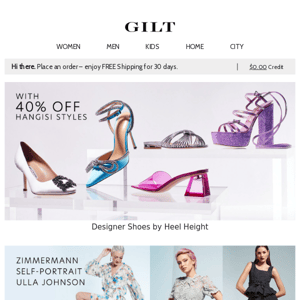 40% Off Hangisi Styles & More Designer Shoes by Height | Up to 50% Off New Zimmermann, Self-Portrait & Ulla Johnson