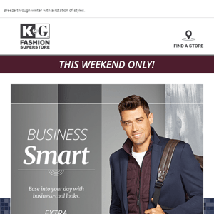 Look sharp with 40% Off ALL Clearance!