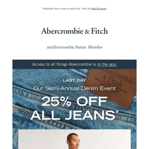 25% OFF ALL jeans ends today!