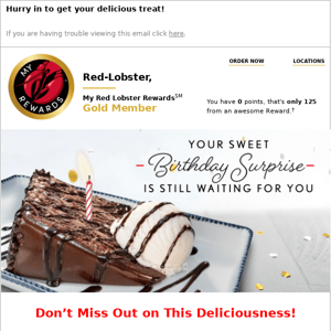 Red Lobster, don’t forget your Birthday Reward!