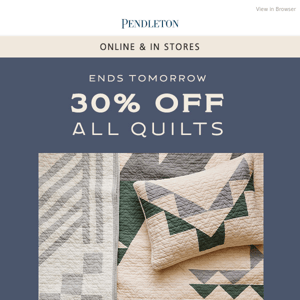 Save 30% on all quilts