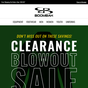 Clearance Blowout Sale - Huge Savings on Apparel, Footwear, Catcher's Gear, and Fielding Gloves!