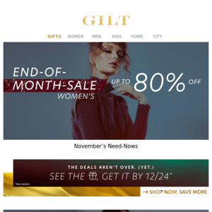 Up to 80% Off (!) End-of-Month SALE