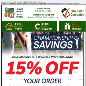 🚩 15% OFF + FREE Shipping For The TOUR Championship!