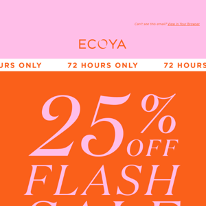 25% OFF FLASH SALE: 72 HOURS ONLY
