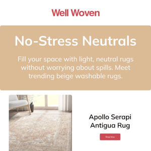 No-stress neutrals: beige washable rugs ✨💫