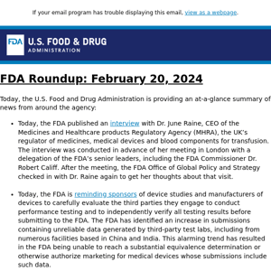 FDA Roundup: February 20, 2024