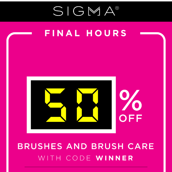 Final Hours: 50% OFF MVP Brushes & Brush Care!