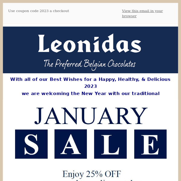 Our traditional January SALE is on now - 25% OFF