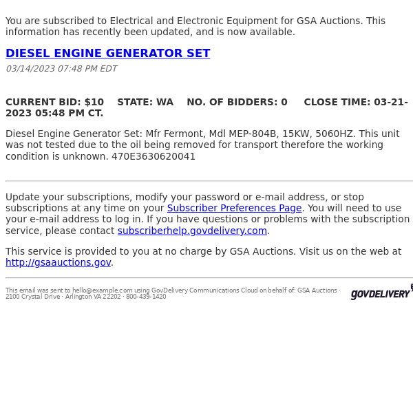 GSA Auctions Electrical and Electronic Equipment Update