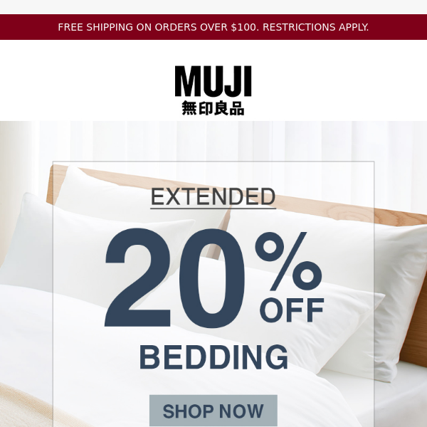 Don't miss 20% OFF Bedding extended for a limited time!