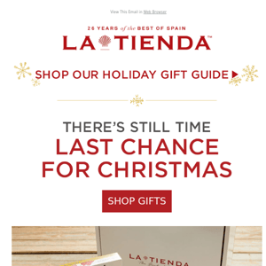 Last Chance, Really! Last Minute Gifts in Stock, or Send an eGift Card