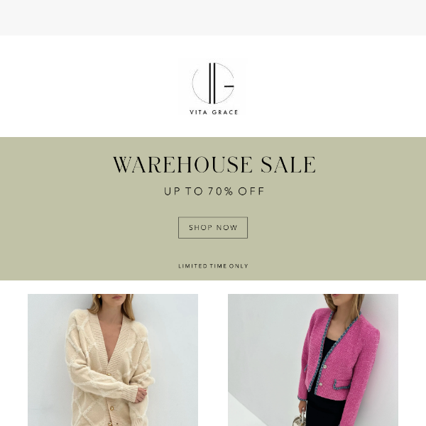 WAREHOUSE SALE - 70% off