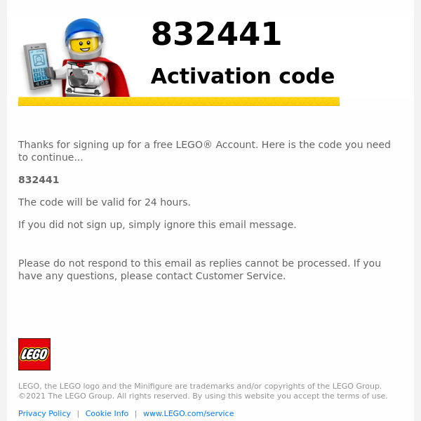 LEGO® activation code: 832441 - LEGO Education