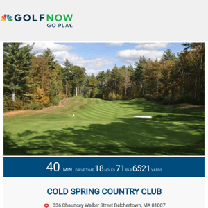 Another helping off tee time savings at Cold Spring Country Club!