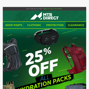 💧 25% Off All Hydration Packs and Lights 🔦