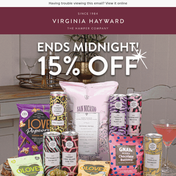 Last chance to save 15% On Mother’s Day Gifts - Ends today!